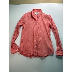 Father Sons Shirt Men's XL Coral‎ White Pinstripe Long Sleeve Stretch Slim Fit